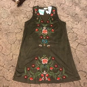 Olive green suede dress size small